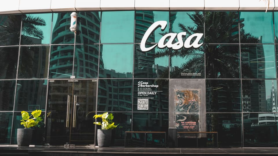 Casa Barbershop entrance, Shop 7, Continental Tower, Dubai Marina