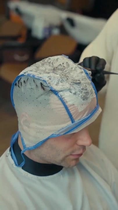 Hair colour being applied at Casa Barbershop